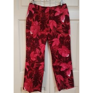 Leslie Fay red floral pants, size 12